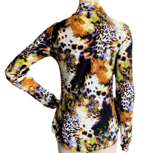 BCBGMAXAZRIA Mystical Leopard Print Top Sz S #28F - Picture 6 of 9